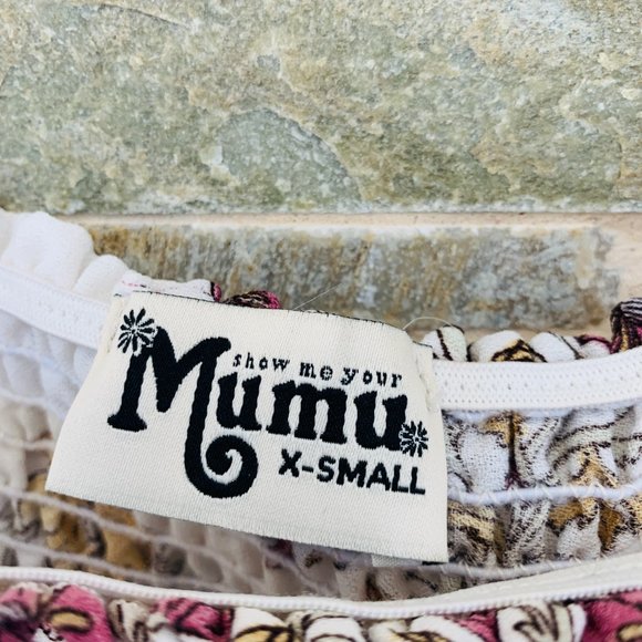 SHOW ME YOUR MUMU RAQUEL PAISLEY SMOCKED TOP SZ XS - Picture 7 of 7